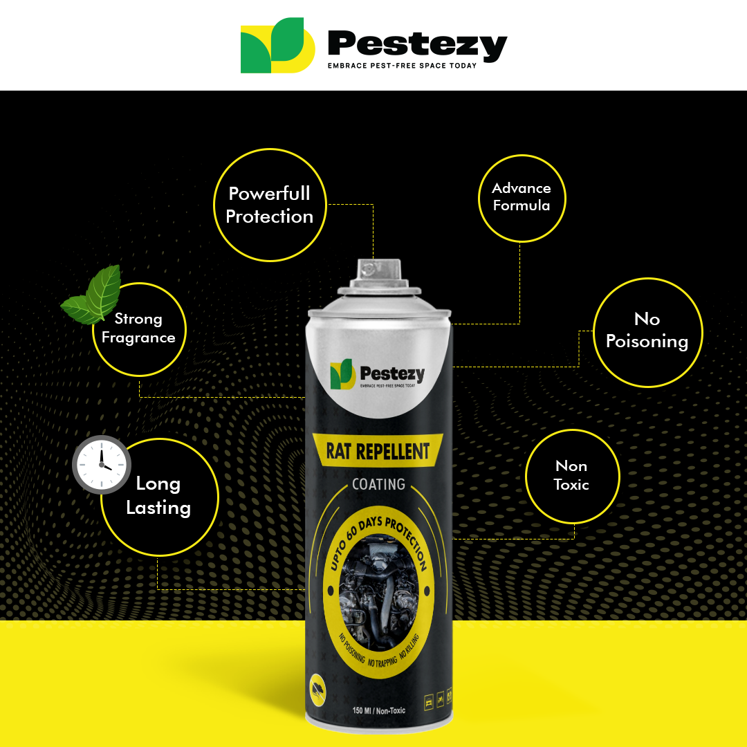 Pestezy Rat Repellent Spray for Car, Bike, Wires & Homes - All-Natural, Long-Lasting Rodent Deterrent Solution