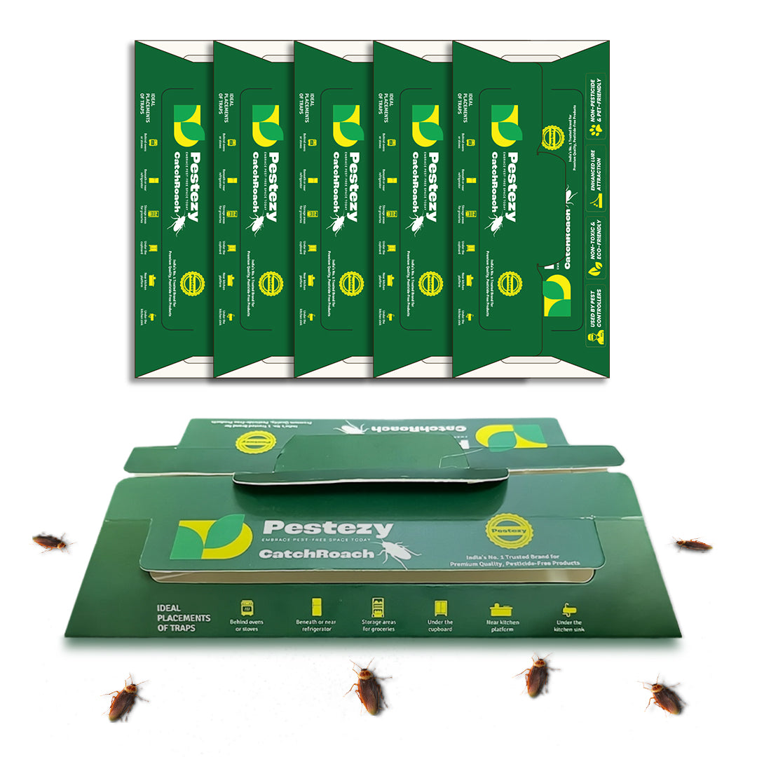 PESTEZY CatchRoach Baited Traps for Kitchen, Room, Office, Strong Adhesive Cockroach Killer, Pesticide Free Cockroach Repellent, Safe and Easy Cockroach Trap