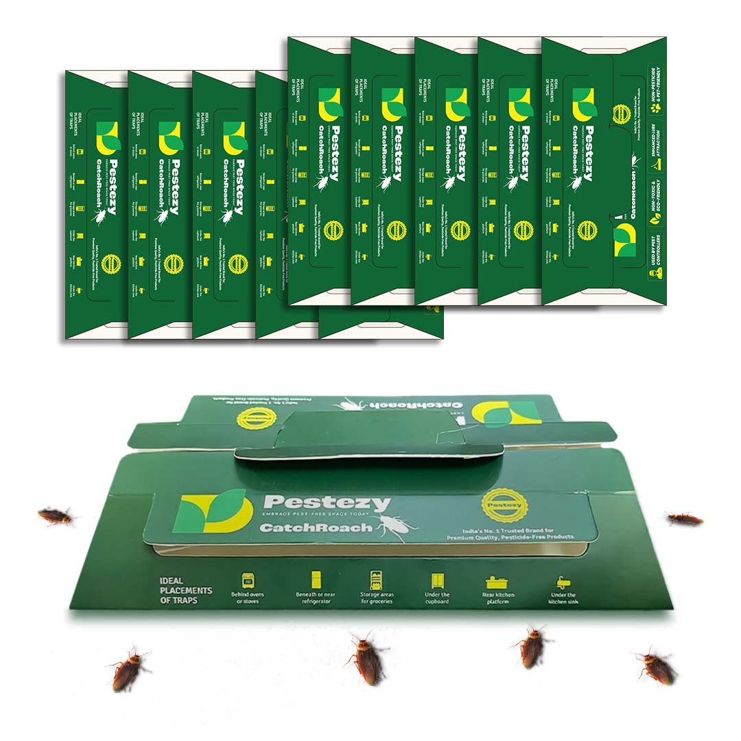 PESTEZY CatchRoach Baited Traps for Kitchen, Room, Office, Strong Adhesive Cockroach Killer, Pesticide Free Cockroach Repellent, Safe and Easy Cockroach Trap